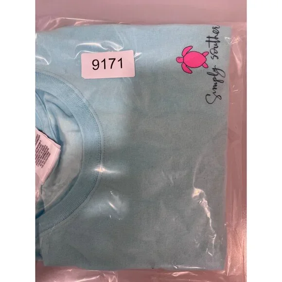 Simply Southern Womens "Save Them Turtles" Medium T-Shirt Aqua Pink Turtle Grap - Picture 10 of 10